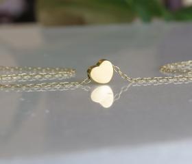 Gold necklace - Tiny heart necklace, Small heart necklace, Simple gold heart necklace, Little gold heart, Gold jewelry, Dainty gold necklace