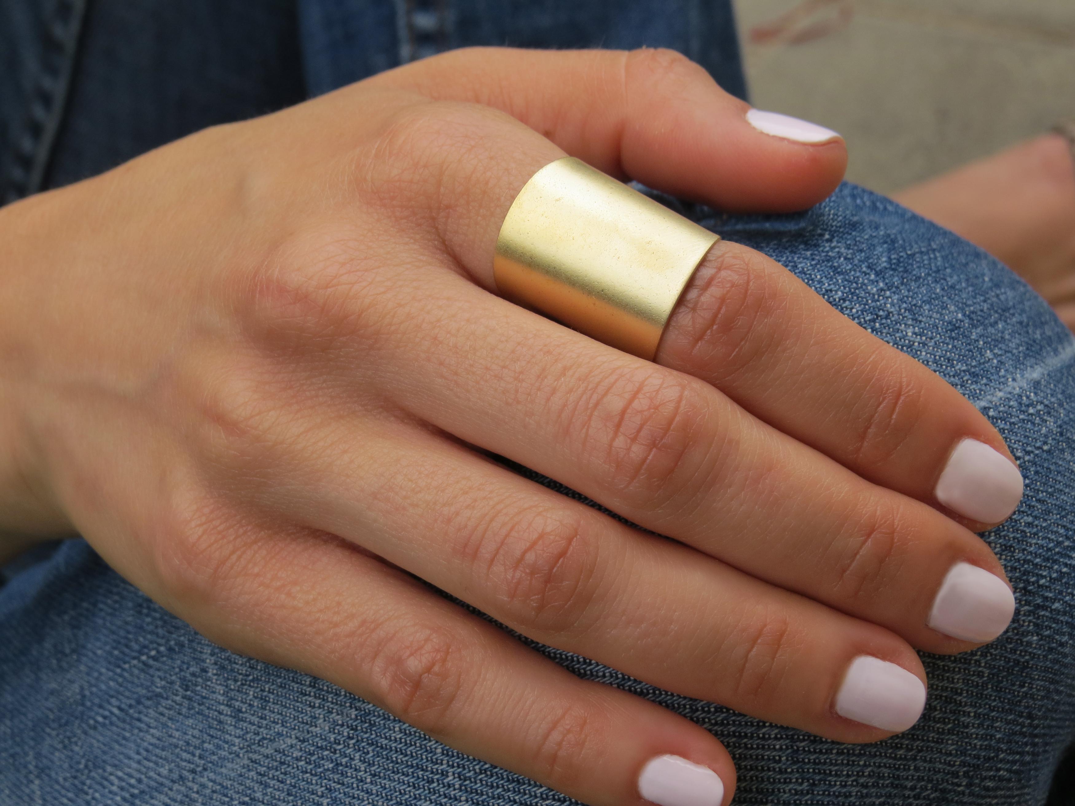 Gold Ring Wide Band Ring, Adjustable Ring, Tube Ring, Simple Big Ring