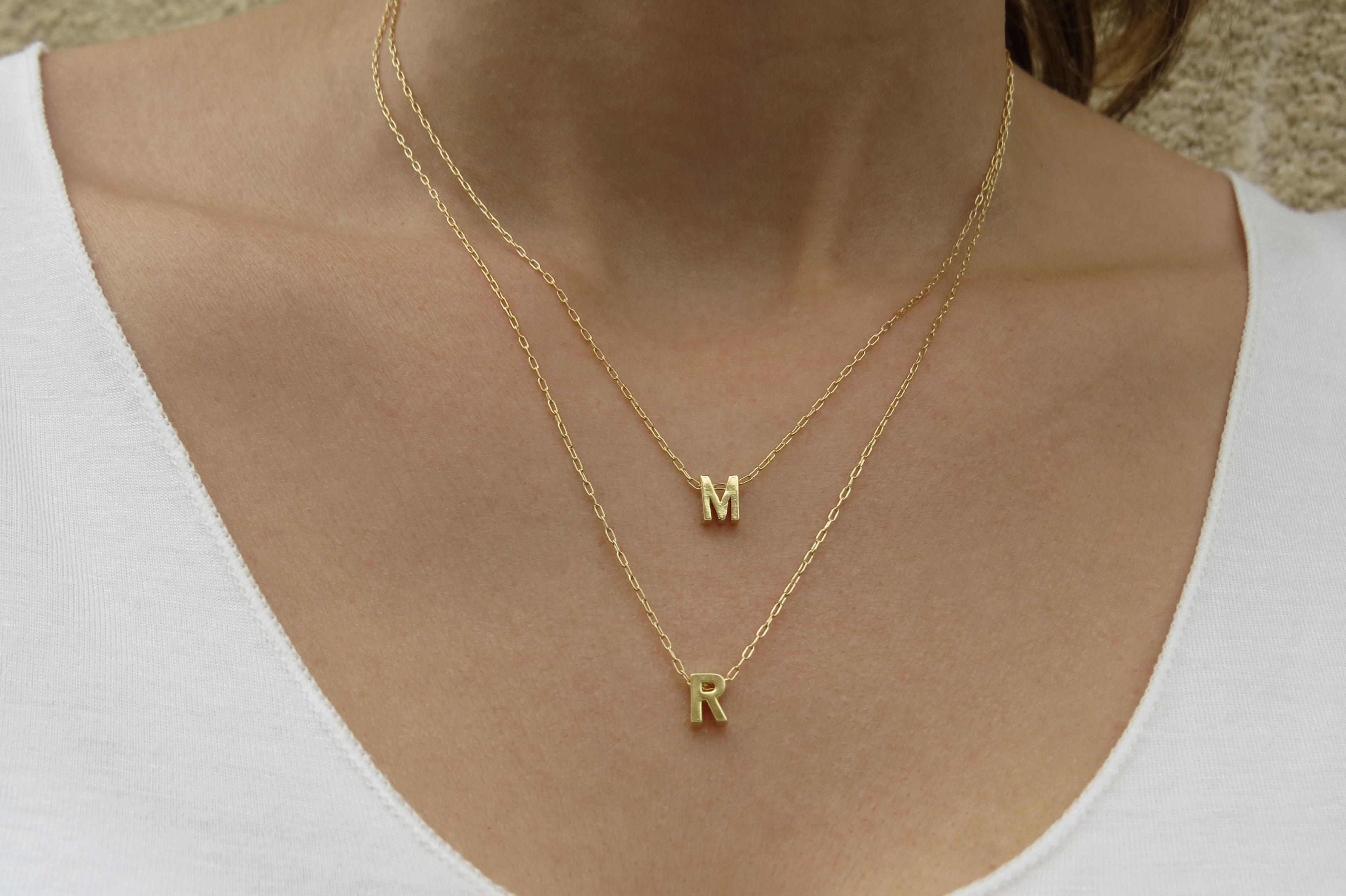 Goldfilled Initial Necklace - Gold Letter Necklace, Gold Necklace, Bridesmaid Gift, Layers