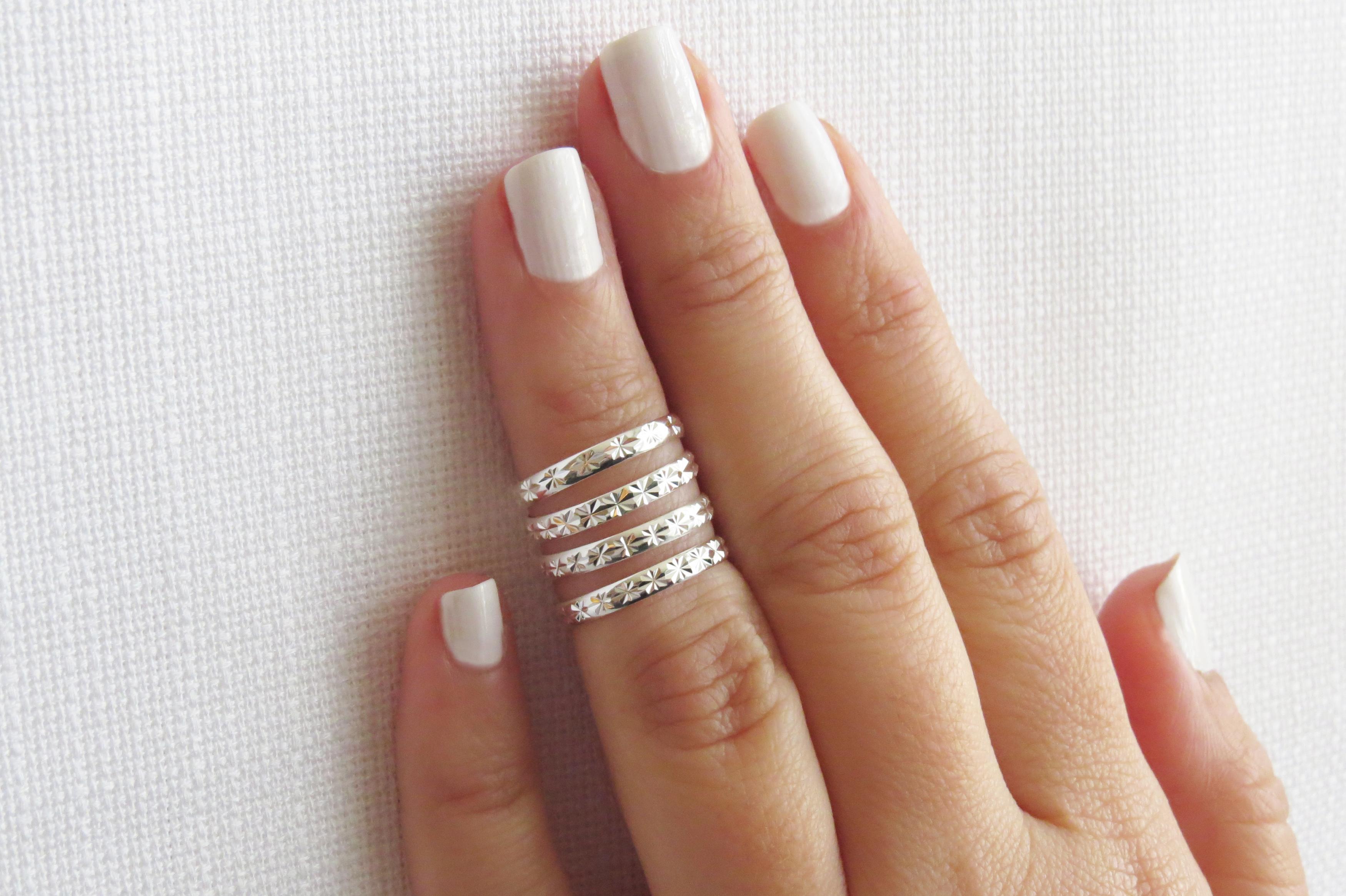 Silver knuckle ring, Silver ring, Stacking rings, Above knuckle ring ...